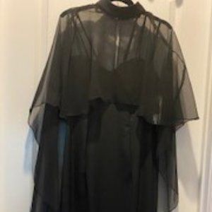 2pc Long Black Evening Dress, Size 12